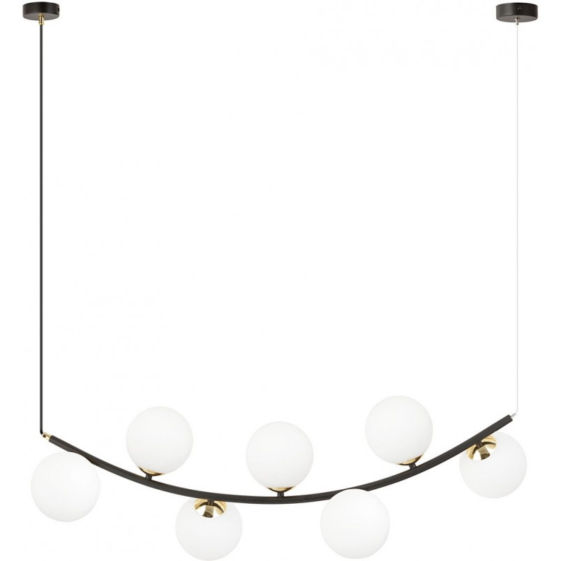 Lampa Wisząca Ritz | 7 Szklanych Kul | Biały/Złoty/Czarny | Emibig