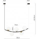 Lampa wisząca RITZ | 5 szklanych kul | Biały/Złoty/Czarny | Emibig