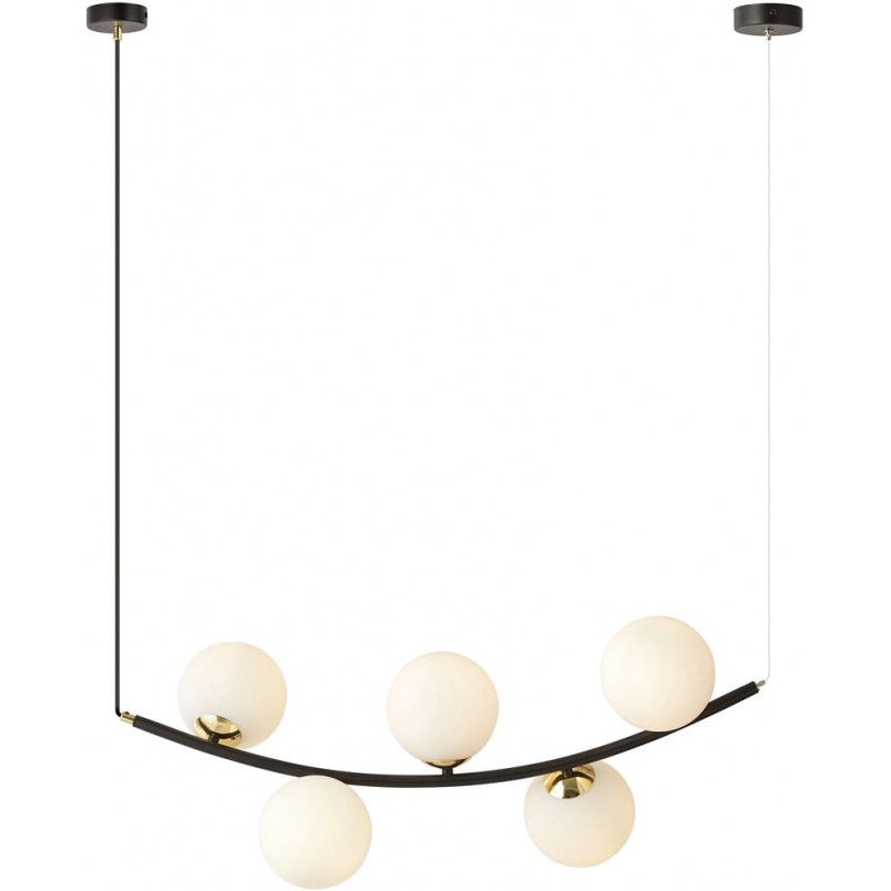 Lampa wisząca RITZ | 5 szklanych kul | Biały/Złoty/Czarny | Emibig