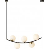 Lampa wisząca RITZ | 5 szklanych kul | Biały/Złoty/Czarny | Emibig