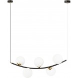 Lampa wisząca RITZ | 5 szklanych kul | Biały/Złoty/Czarny | Emibig