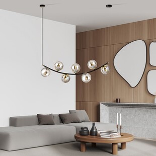 Lampa Wisząca Ritz - 7 Kul Szklanych, Grafit/Złoty/Czarny | Emibig