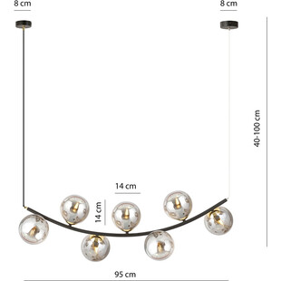 Lampa Wisząca Ritz - 7 Kul Szklanych, Grafit/Złoty/Czarny | Emibig
