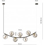 Lampa Wisząca Ritz - 7 Kul Szklanych, Grafit/Złoty/Czarny | Emibig