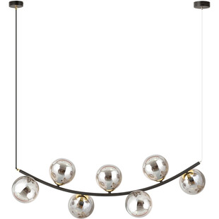 Lampa wisząca podłużna 7 szklanych kul Ritz 95cm grafit / złoty / czarny Emibig