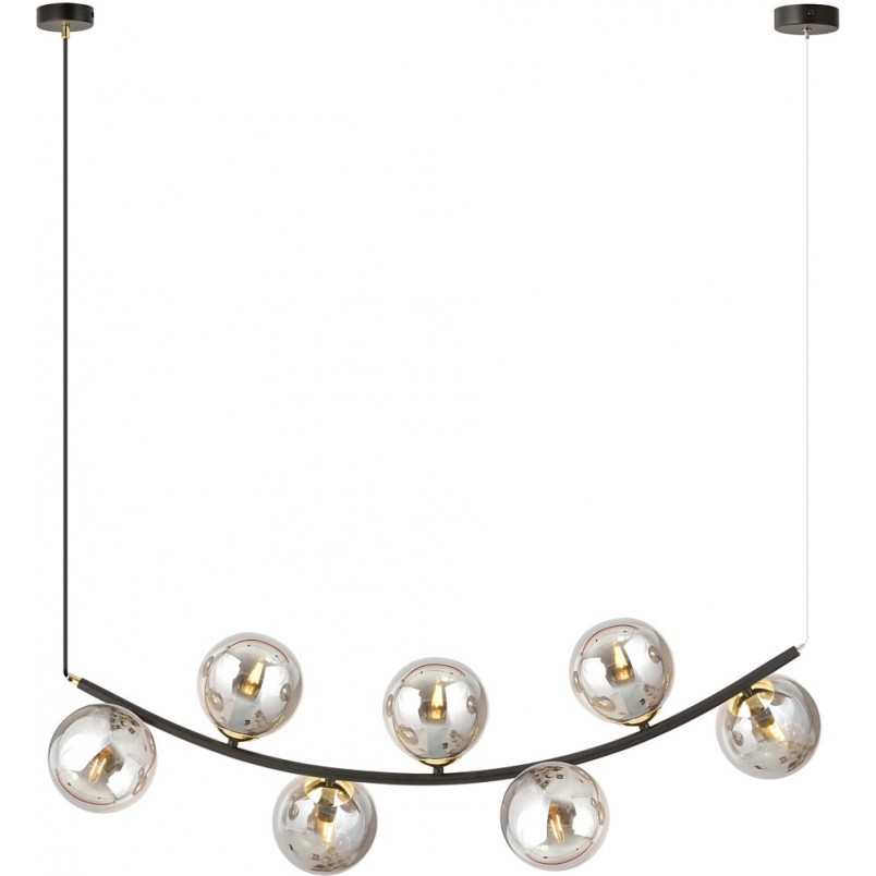 Lampa Wisząca Ritz - 7 Kul Szklanych, Grafit/Złoty/Czarny | Emibig