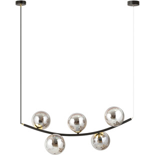 Lampa wisząca podłużna 5 szklanych kul Ritz 80cm grafit / złoty / czarny Emibig