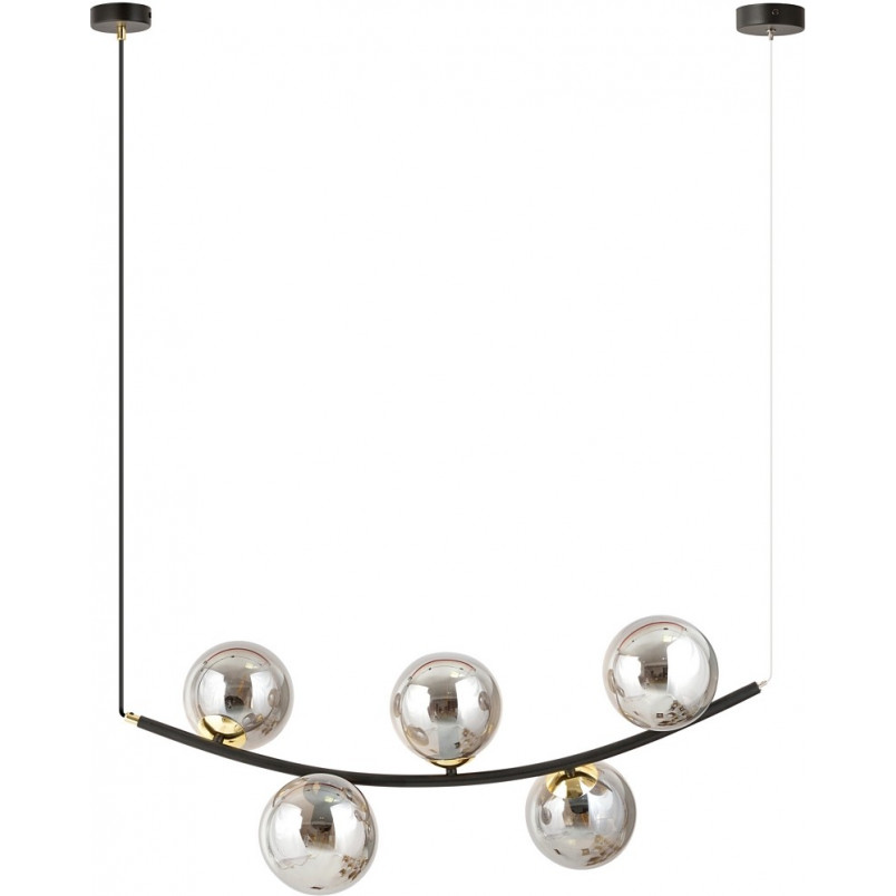 Lampa wisząca RITZ - 5 kulek, grafit/złoto/czarny | Emibig