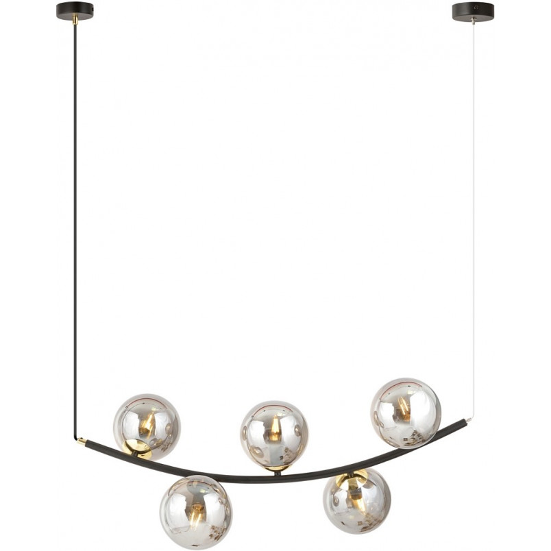 Lampa wisząca RITZ - 5 kulek, grafit/złoto/czarny | Emibig
