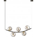 Lampa wisząca RITZ - 5 kulek, grafit/złoto/czarny | Emibig