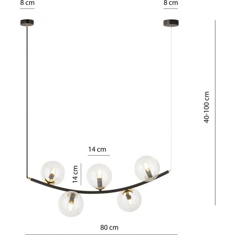 Lampa Wisząca RITZ | 5 Kul Szklanych | Emibig