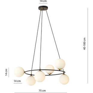 Lampa wisząca Azura VI | Szklane kule, biały/czarny | Emibig