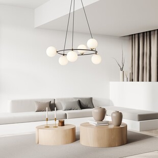 Lampa wisząca Azura VI | Szklane kule, biały/czarny | Emibig