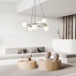 Lampa wisząca Azura VI | Szklane kule, biały/czarny | Emibig