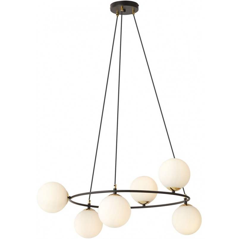 Lampa wisząca Azura VI | Szklane kule, biały/czarny | Emibig
