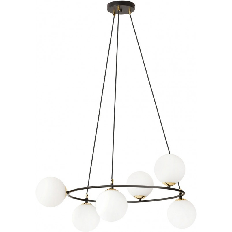 Lampa wisząca Azura VI | Szklane kule, biały/czarny | Emibig