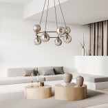 Lampa wisząca Azura VIII | Szklane kule, grafit - Emibig