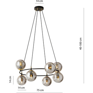 Lampa wisząca Azura VIII | Szklane kule, grafit - Emibig