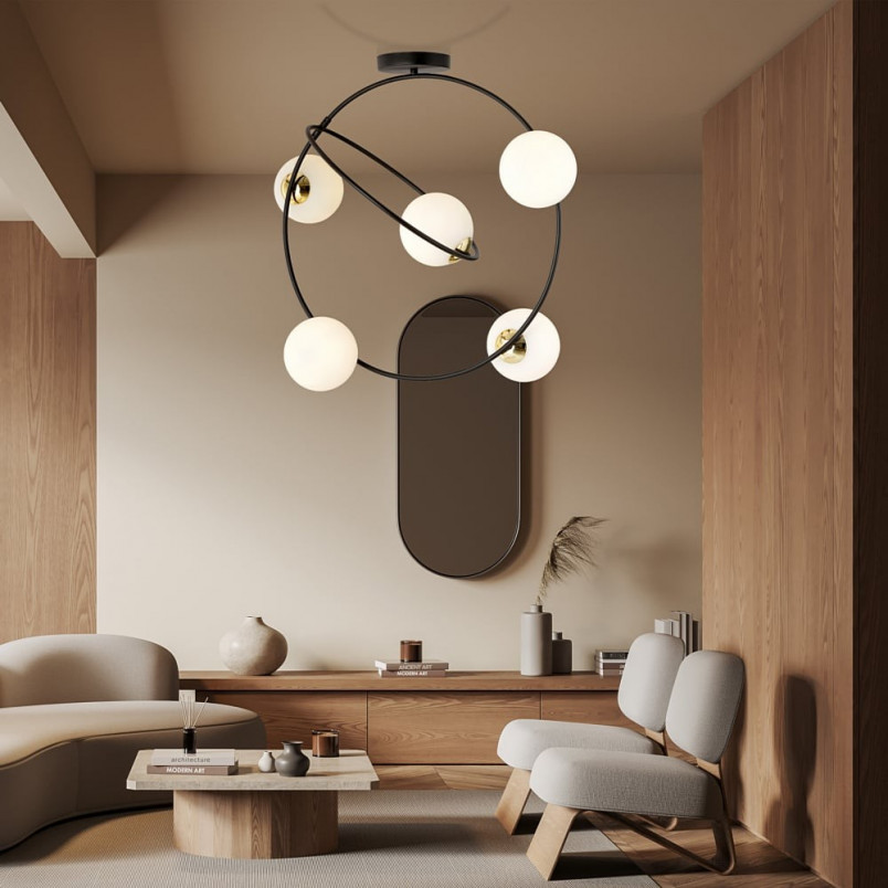 Lampa Sufitowa Stardom Emibig | Szkło, Biały/Czarny | Kup Online
