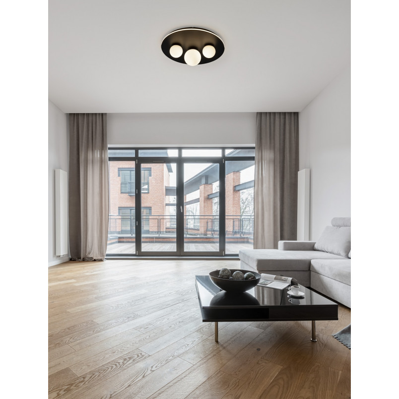 Plafon Elena LED - 3 szkła, biały i czarny | Decolab24