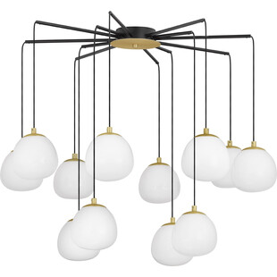 Lampa wisząca szklana Ovum XII 75cm biało-złota