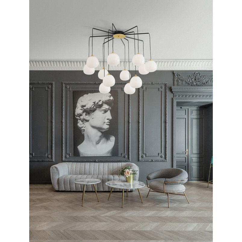 Lampa wisząca Ovum XII - szkło biało-złote | Decolab24