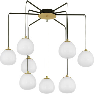 Lampa wisząca szklana Ovum VIII 75cm biało-złota