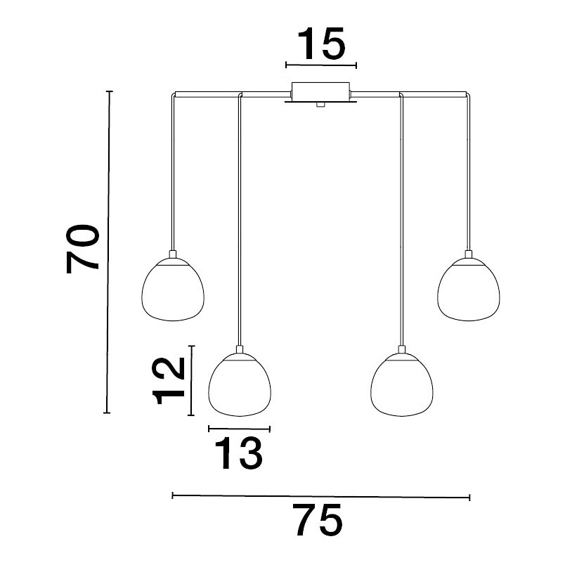 Lampa wisząca Ovum VIII | Szkło biało-złote 75cm - Decolab24