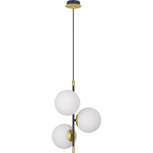 Lampa wisząca 3 szklane kule Mighty 33cm biały / czarny / mosiądz