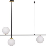 Lampa wisząca Mighty | 3 szklane kule | Biały/Czarny/Mosiądz