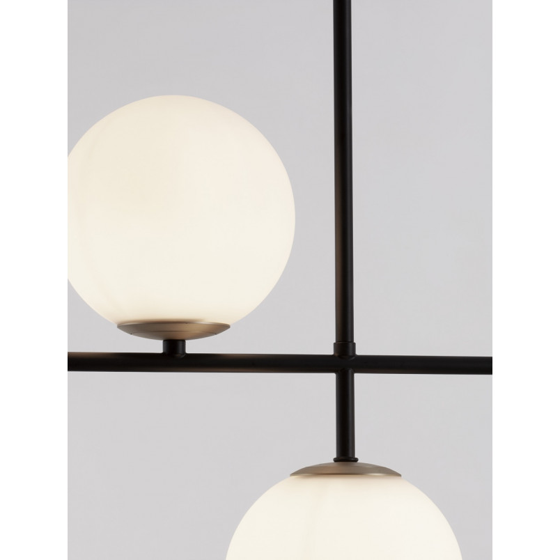 Lampa wisząca Mighty | 3 szklane kule | Biały/Czarny/Mosiądz