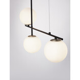 Lampa wisząca Mighty | 3 szklane kule | Biały/Czarny/Mosiądz