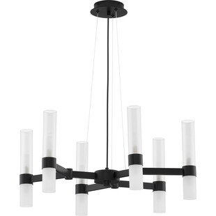 Żyrandol wiszący szklany Epoch XII 70cm czarny mat / przeźroczysty / matowe szkło