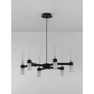 Żyrandol wiszący szklany Epoch XII 70cm czarny mat / przeźroczysty / matowe szkło