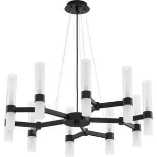 Żyrandol wiszący szklany Epoch XX 85cm czarny mat / przeźroczysty / matowe szkło