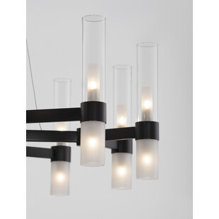 Żyrandol wiszący szklany Epoch XX 85cm czarny mat / przeźroczysty / matowe szkło