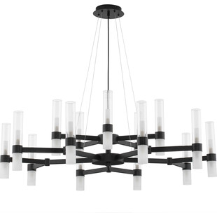 Żyrandol wiszący szklany Epoch XXX 120cm czarny mat / przeźroczysty / matowe szkło