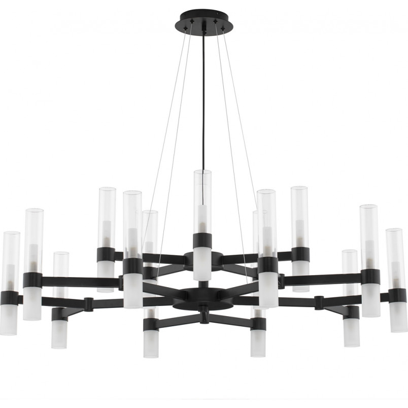 Żyrandol wiszący szklany Epoch XXX 120cm czarny mat / przeźroczysty / matowe szkło