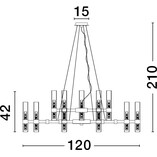 Żyrandol wiszący szklany Epoch XXX 120cm czarny mat / przeźroczysty / matowe szkło