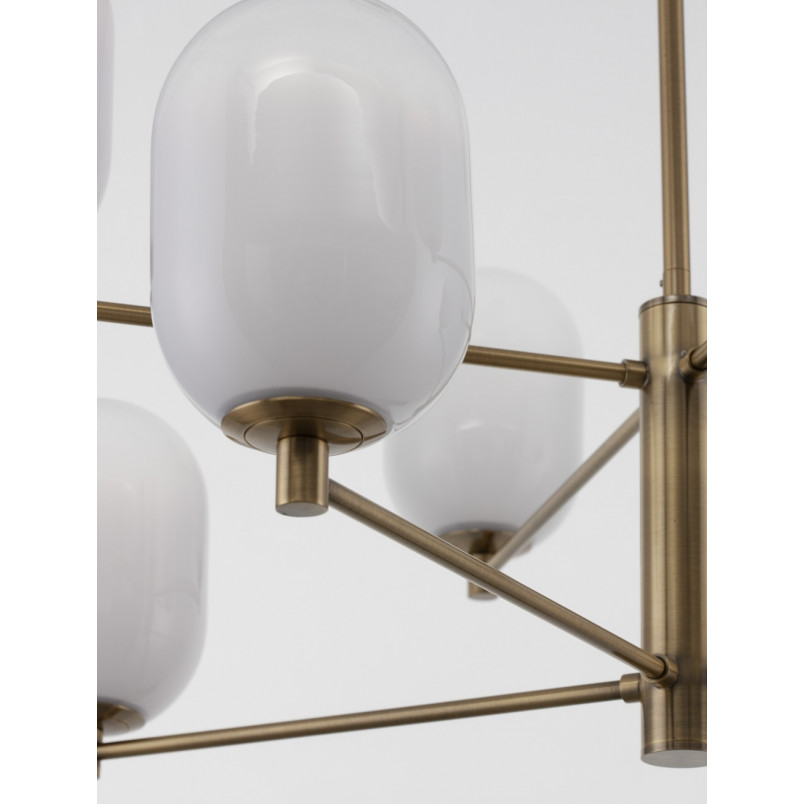 Lampa Sufitowa Szklana Lora VIII | Biała, Złote Akcenty | Decolab24