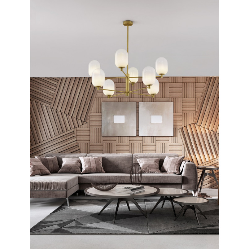 Lampa Sufitowa Szklana Lora VIII | Biała, Złote Akcenty | Decolab24