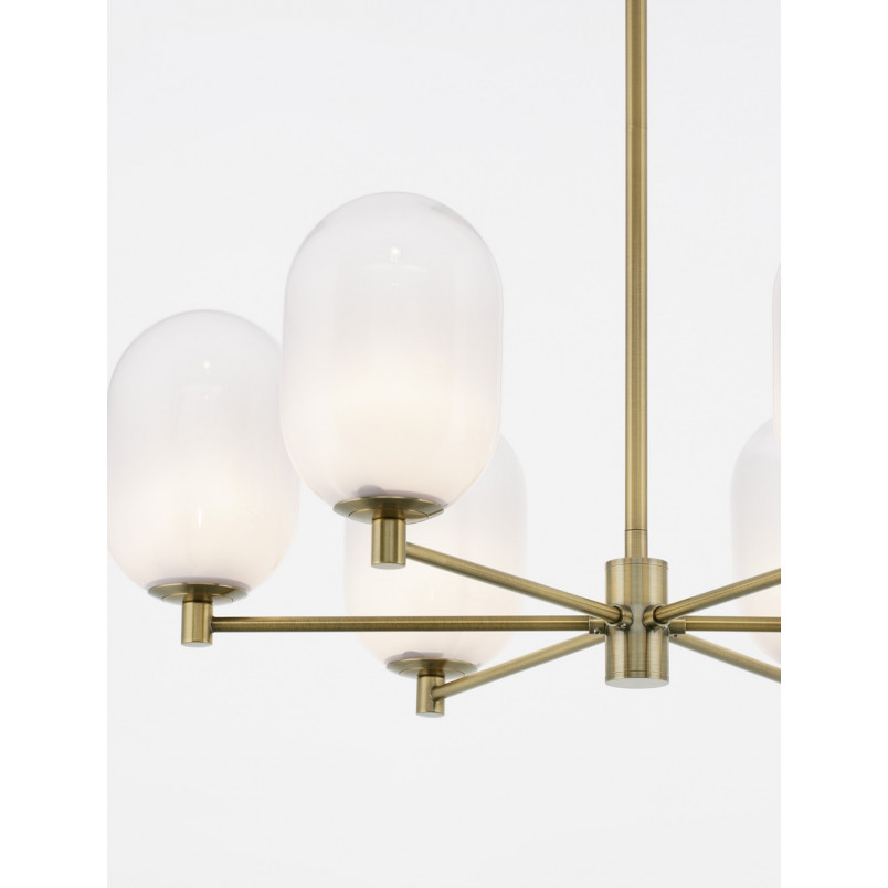 Lampa sufitowa Lora VI - szkło białe/złoto | Decolab24
