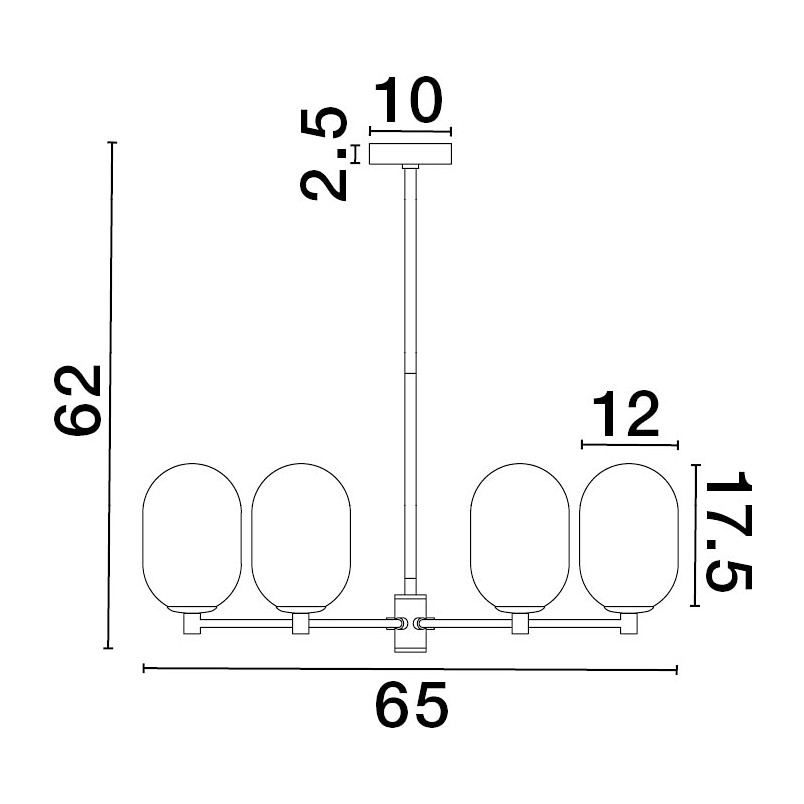 Lampa sufitowa Lora VI - szkło białe/złoto | Decolab24