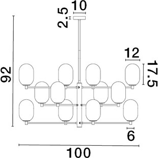 Lora XII - Lampa sufitowa szklana 100cm | Decolab24