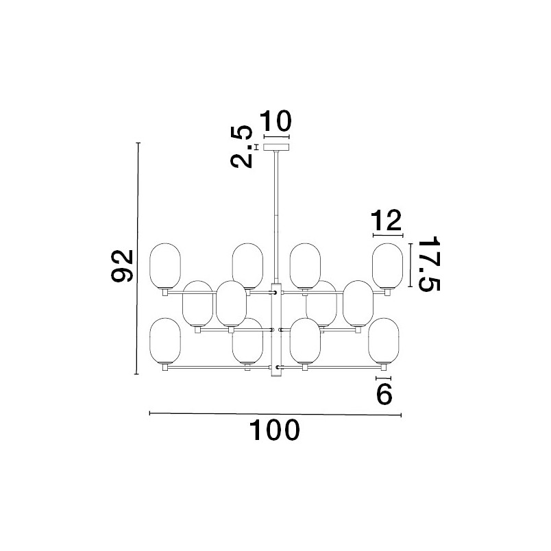 Lora XII - Lampa sufitowa szklana 100cm | Decolab24