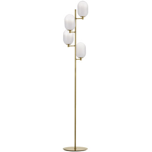 Lampa podłogowa szklana 4 punktowa Lora biały / odcienie złota