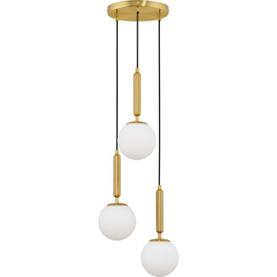 Lampa wisząca 3 szklane kule glamour Impress 35cm biały opal / mosiądz