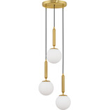 Lampa wisząca Impress - 3 szkła, biały/mosiądz | Decolab24