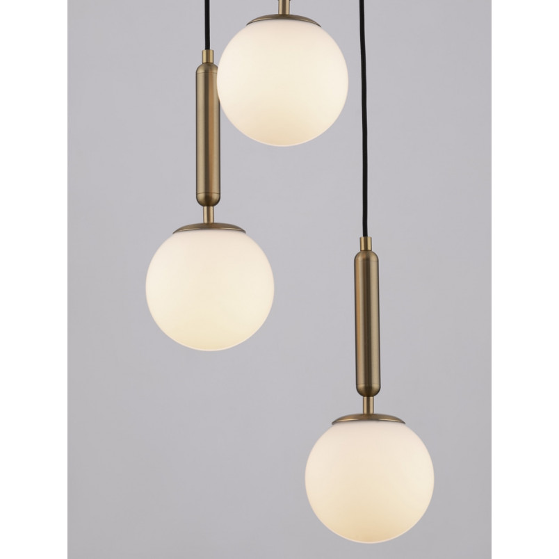 Lampa wisząca Impress - 3 szkła, biały/mosiądz | Decolab24