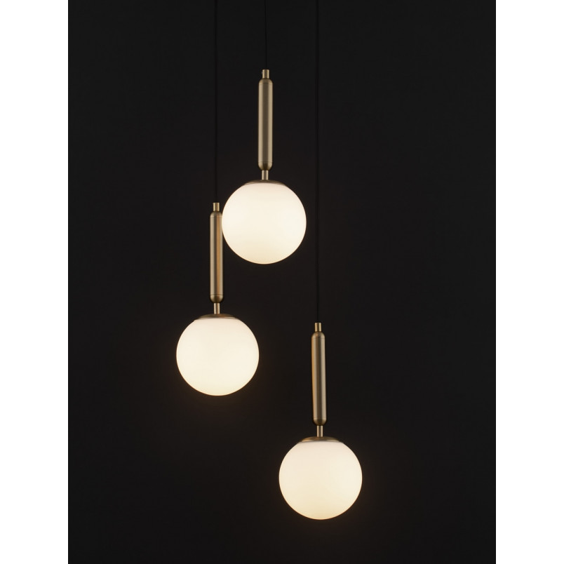 Lampa wisząca Impress - 3 szkła, biały/mosiądz | Decolab24